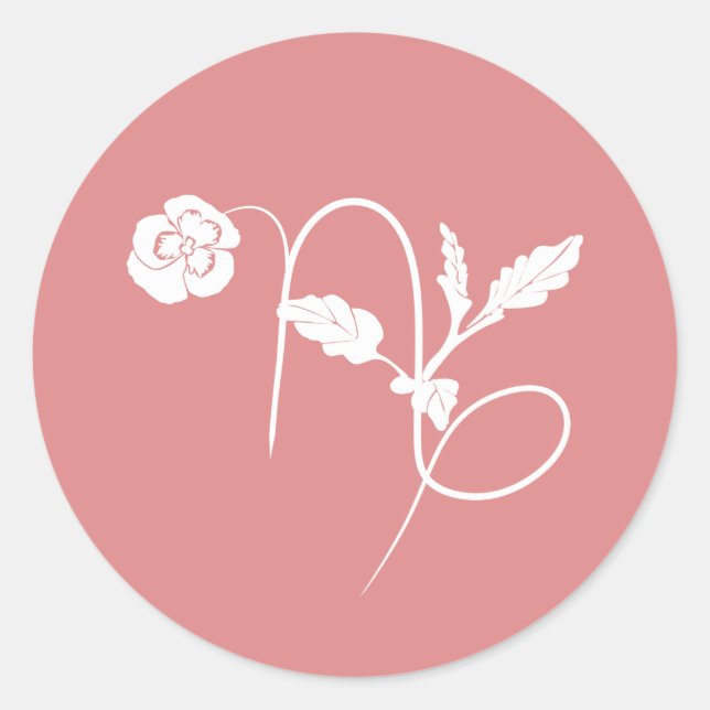 Adesivo Redondo Símbolo zodíaco de flores de nascimento do Capricó (Frente)