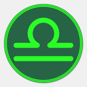 Adesivo Redondo Símbolo Zodíaco de Libra Contraste Verde