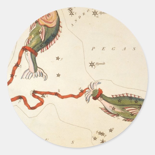 Adesivo Redondo Símbolo "Zodíaco": Peixes (Frente)