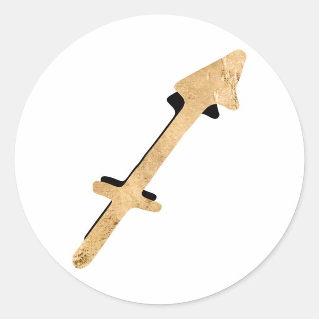 Adesivo Redondo Símbolo zodíaco preto de arqueiro Sagitário (Frente)