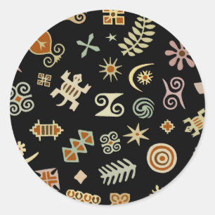 Adesivo Redondo Símbolos Africanos Adinkra