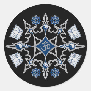 Adesivo Redondo Símbolos budistas tribais