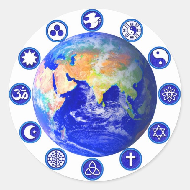 Adesivo Redondo Símbolos da Paz e da Unidade (Frente)