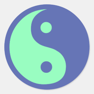 Adesivo Redondo Símbolos de Ying Yang Azul e Verde