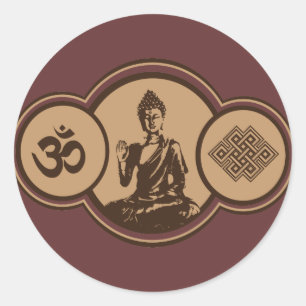 Adesivo Redondo Símbolos Do Buda Sticker