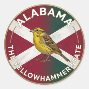 Adesivo Redondo 🌿 Símbolos do Estado do Alabama - Patrimônio Amer