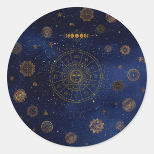 Adesivo Redondo Símbolos mágicos da proteção Mandala Pagan Witch