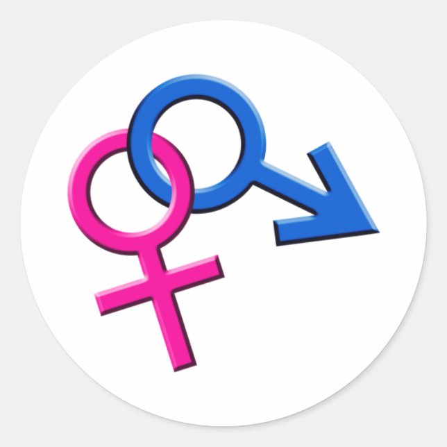Adesivo Redondo Símbolos masculinos e femininos ligados Stickers 0 (Frente)