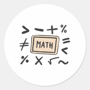 Adesivo Redondo Símbolos matemáticos para estudantes e pais