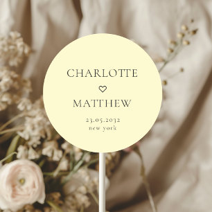 Adesivo Redondo Simpel, mínimo, e coração, palerma de casamento