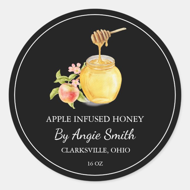 Adesivo Redondo Simple Apple Infused Honey Label (Frente)