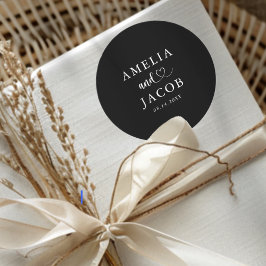Adesivo Redondo Simple Black & White Wedding 