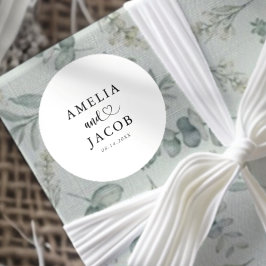 Adesivo Redondo Simple Black & White Wedding 