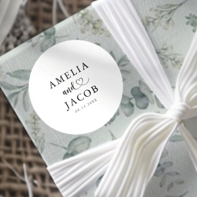 Adesivo Redondo Simple Black & White Wedding  (Criador carregado)