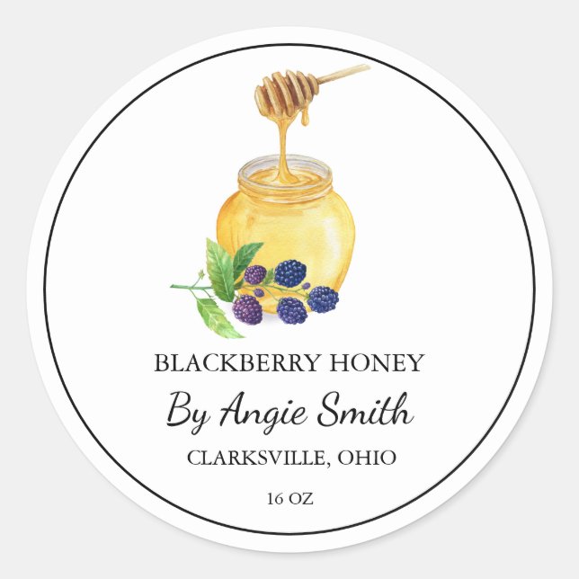 Adesivo Redondo Simple Blackberry Infused Honey Label (Frente)