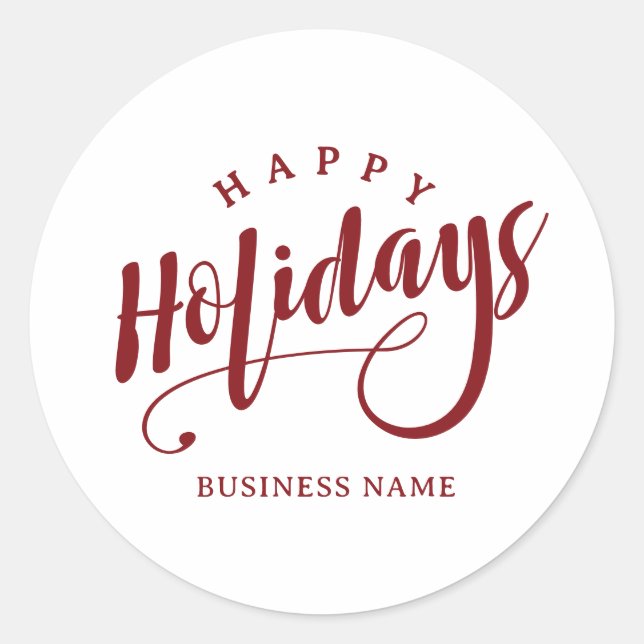 Adesivo Redondo Simple Business Happy Holidays Calligraphy Script (Frente)