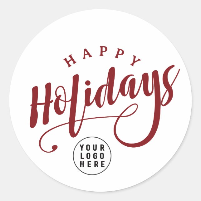 Adesivo Redondo Simple Business Logo Happy Holidays Script (Frente)