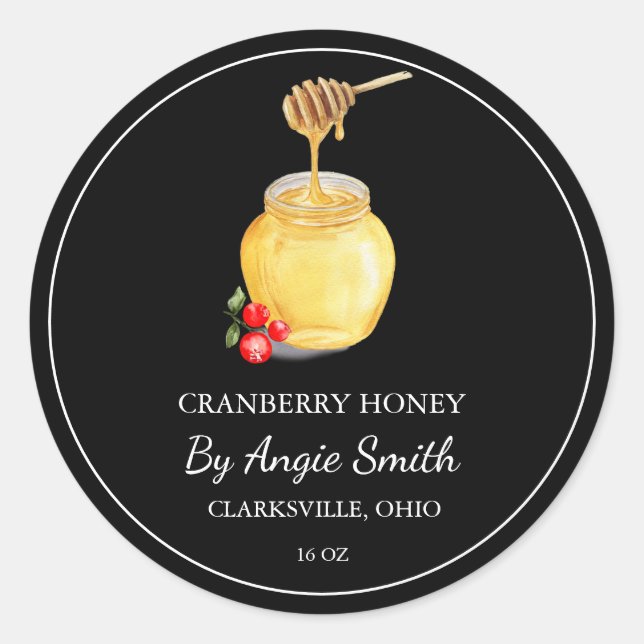 Adesivo Redondo Simple Cranberry Infused Honey Label (Frente)