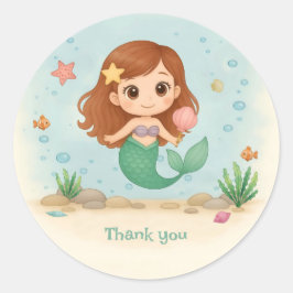 Adesivo Redondo Simple cute little mermaid