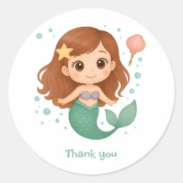 Adesivo Redondo Simple cute little mermaid