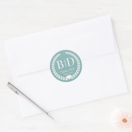 Adesivo Redondo Simple Elegant Bride and Groom Monogram