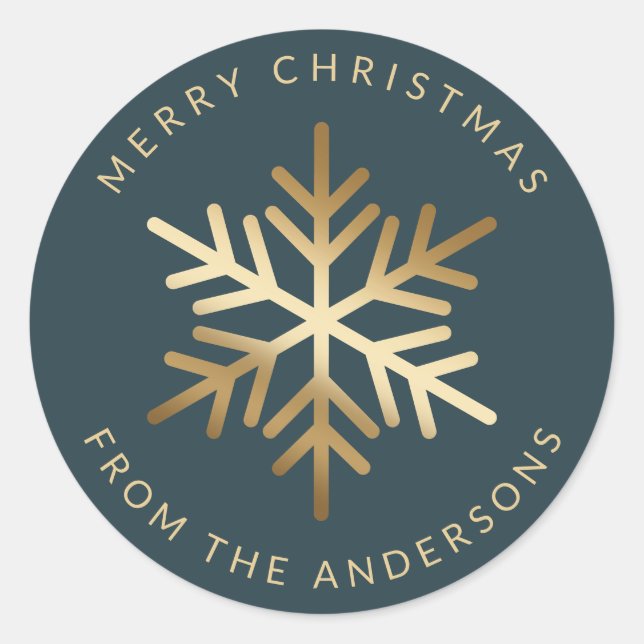 Adesivo Redondo Simple Elegant Snowflake Family Christmas (Frente)