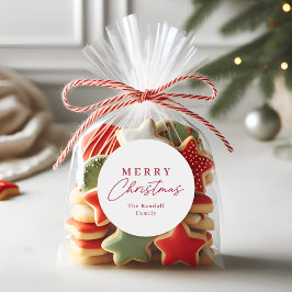 Adesivo Redondo Simple Handwritten Script Merry Christmas Gift Tag