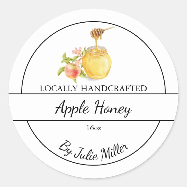 Adesivo Redondo Simple Homemade Apple infused Honey Label (Frente)