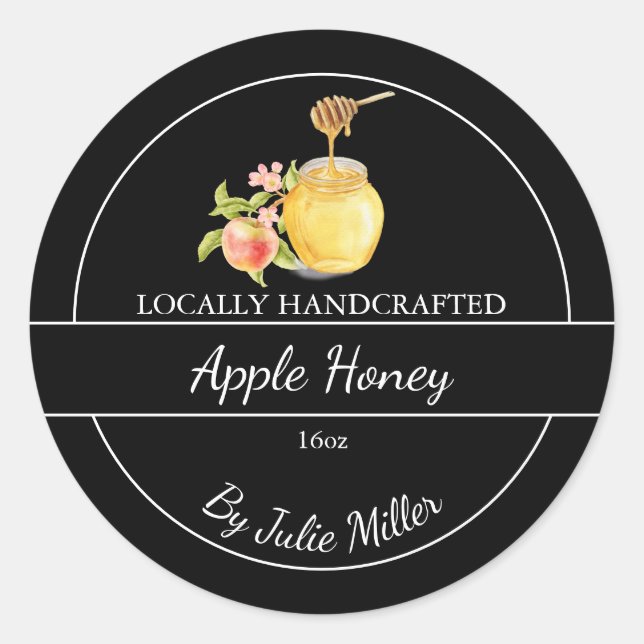 Adesivo Redondo Simple Homemade Apple infused Honey Label (Frente)