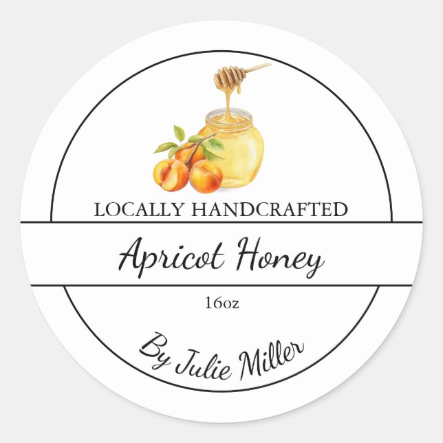 Adesivo Redondo Simple Homemade Apricot infused Honey Label (Frente)