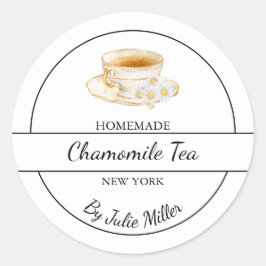 Adesivo Redondo Simple Homemade Chamomile Tea Label