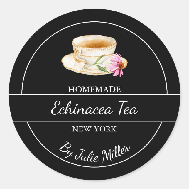 Adesivo Redondo Simple Homemade Echinacea Tea Label (Frente)