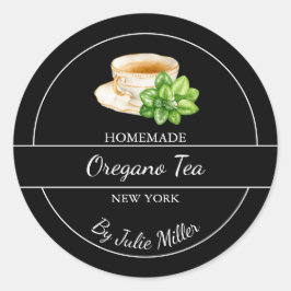 Adesivo Redondo Simple Homemade Oregano Tea Label