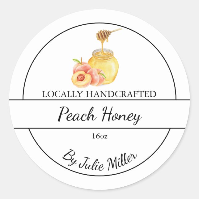 Adesivo Redondo Simple Homemade Peach infused Honey Label (Frente)