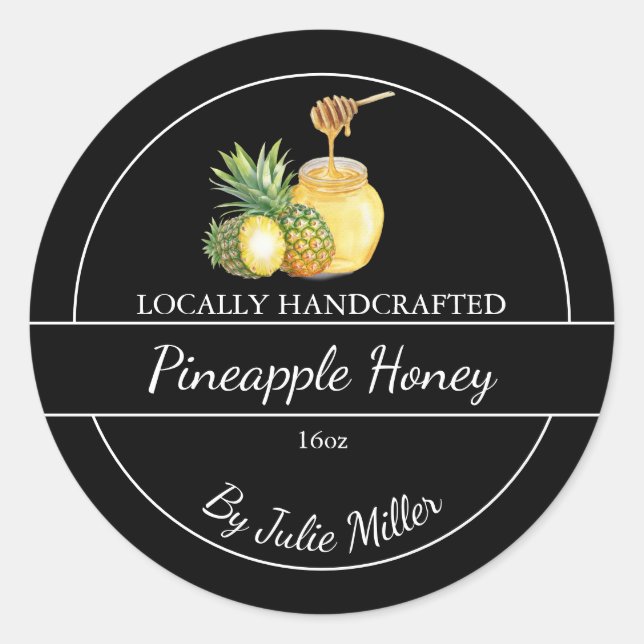 Adesivo Redondo Simple Homemade Pineapple infused Honey Label (Frente)