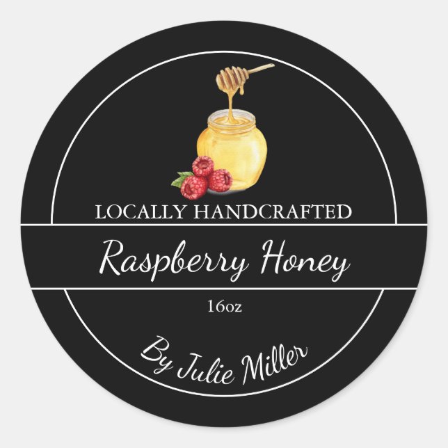 Adesivo Redondo Simple Homemade Raspberry infused Honey Label (Frente)