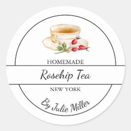 Adesivo Redondo Simple Homemade Rosehip Tea Label