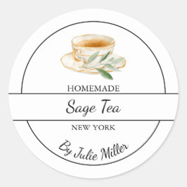 Adesivo Redondo Simple Homemade Sage Tea Label