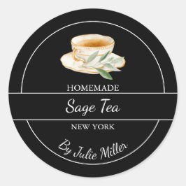 Adesivo Redondo Simple Homemade Sage Tea Label