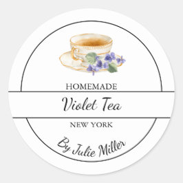 Adesivo Redondo Simple Homemade Violet Tea Label