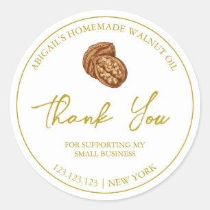Adesivo Redondo Simple Homemade Walnut Oil Thank You Label