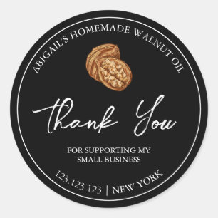 Adesivo Redondo Simple Homemade Walnut Oil Thank You Label
