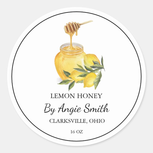 Adesivo Redondo Simple Lemon Infused Honey Label (Frente)