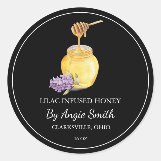 Adesivo Redondo Simple Lilac Infused Honey Label (Frente)