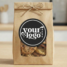 Adesivo Redondo Simple Minimal Elegant Custom Logo Company Black