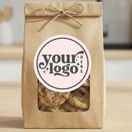 Adesivo Redondo Simple Minimal Elegant Custom Logo Company Pink