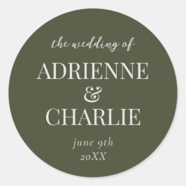Adesivo Redondo Simple Names Wedding Date Favor Envelope