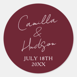 Adesivo Redondo Simple Names Wedding Date Favor Envelope