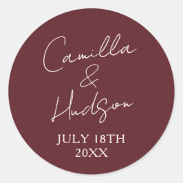 Adesivo Redondo Simple Names Wedding Date Favor Envelope