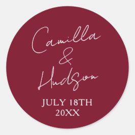 Adesivo Redondo Simple Names Wedding Date Favor Envelope